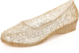 ZTWUTANG Women's Shiny Soft Hollow Ballet Flats Beach Jelly Shoes