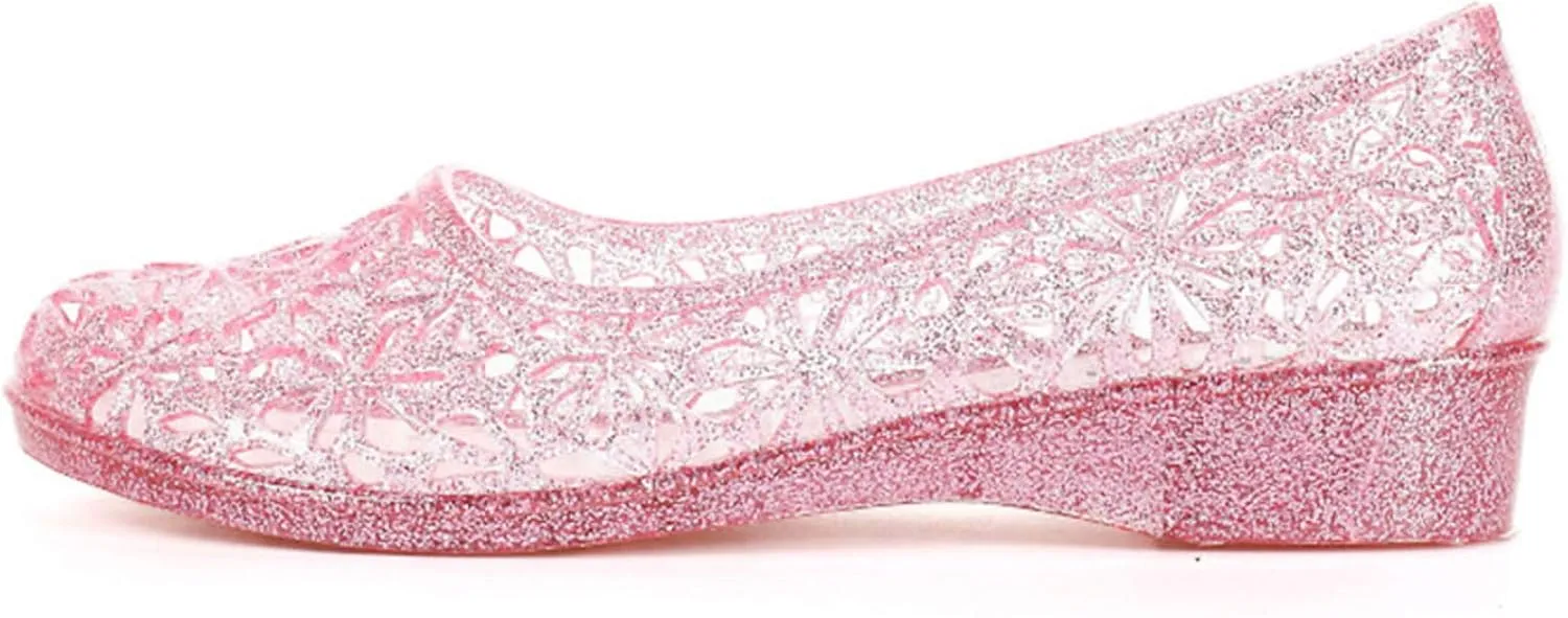 ZTWUTANG Women's Shiny Soft Hollow Ballet Flats Beach Jelly Shoes